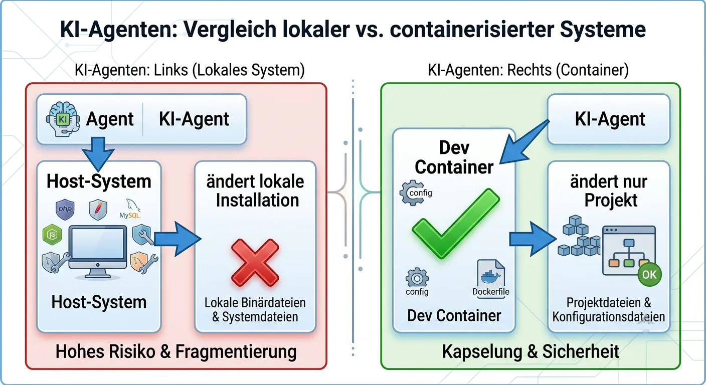 KI-Agent arbeitet innerhalb eines Dev-Containers statt direkt auf dem Host