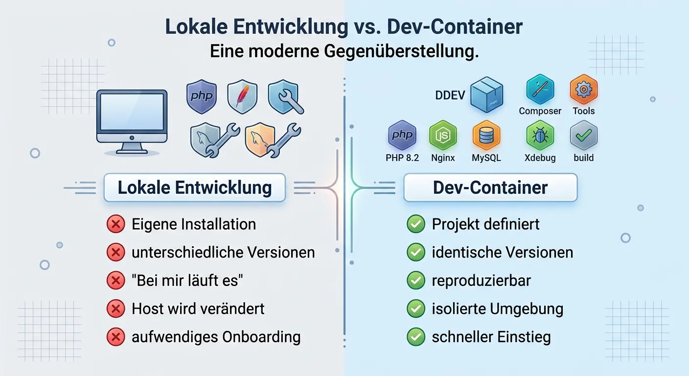 Gegenüberstellung: Lokale-Entwicklung vs. Entwicklung in Dev-Containern